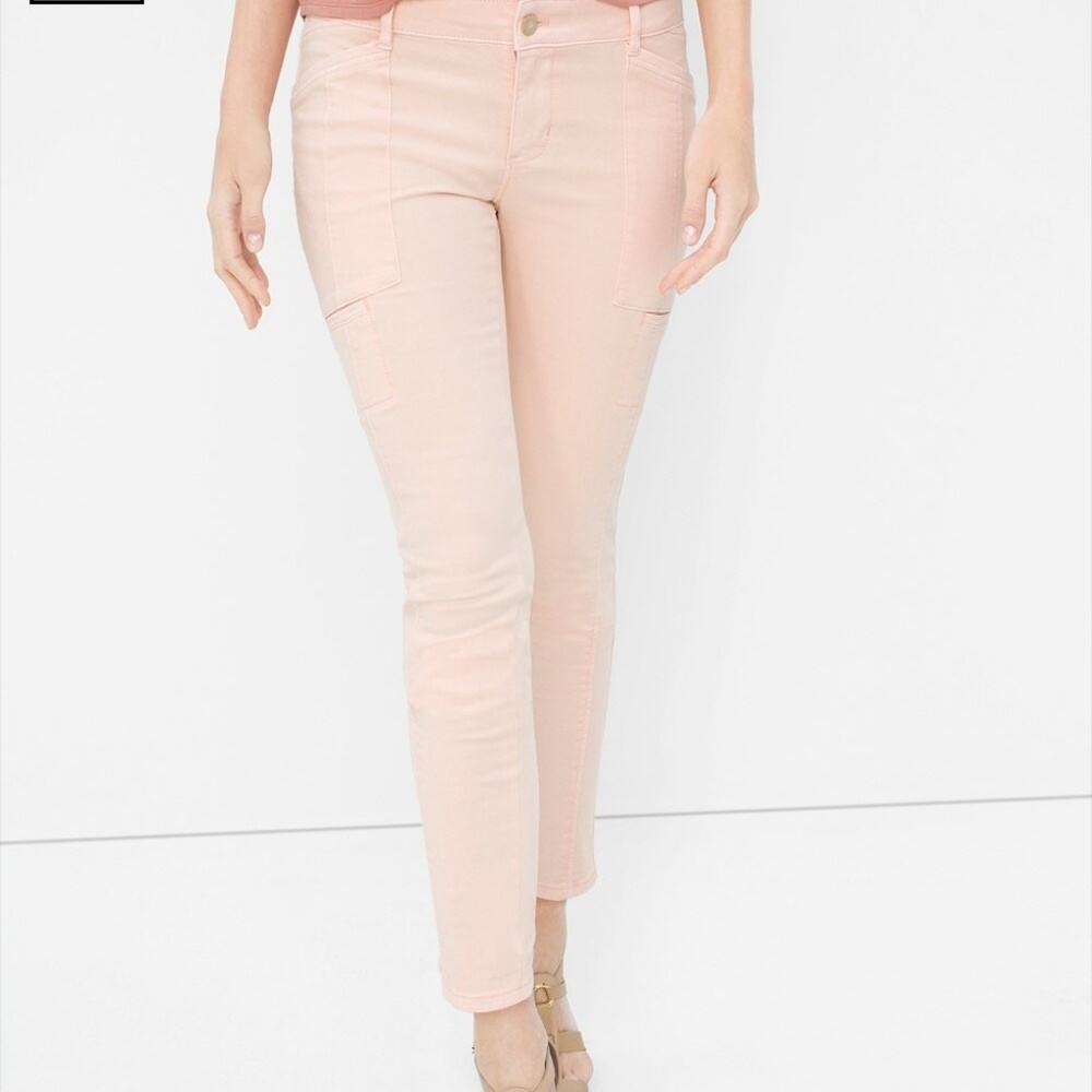 white house black market pink skinny crop jeans